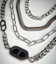 HEAVY METAL Black Enamel Infinity Necklace in Silver - HM045