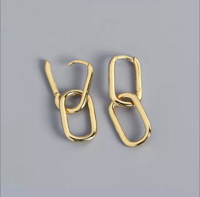 HEAVY METAL COLLECTION - Double Oval Earrings in Gold - HM095G
