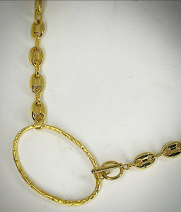 HEAVY METAL COLLECTION - Large Link Oval Necklace in Gold - HM062