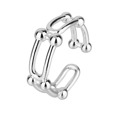HEAVY METAL COLLECTION - Oval Chain Link Ring in Silver - HM083S