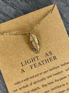 CHARMED COLLECTION - Feather Necklace in Gold