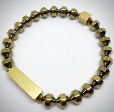gold hematite bar bracelet semi precious natural stone 