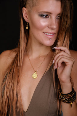 24k gold coin necklace layered 