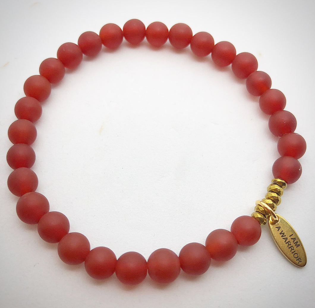 red agate semi precious stone bracelet I am a warrior