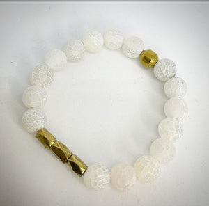 RAW Laced Agate Bracelet in White - RA027