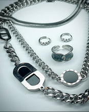 HEAVY METAL Black Roman Numeral Cuban Chain Necklace in Silver - HM041