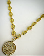 SACRED COIN COLLECTION- Large Link Oval Chain Necklace w/ Sacred Coin in Gold - SC007