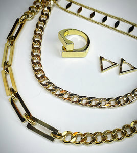 HEAVY METAL Rectangle Chain Necklace in Gold - HM024