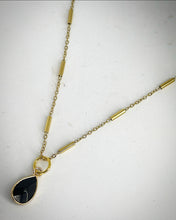 RAW Black Onyx Teardrop Necklace in Gold - RA014
