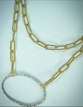 HEAVY METAL Long Oval Mixed Metal Necklace in Gold - HM089G