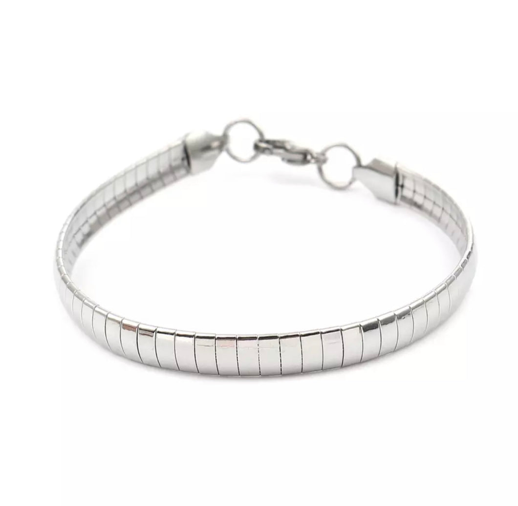 ENLIGHT COLLECTION - Rectangle Snake Chain Bracelet in Silver - EC038