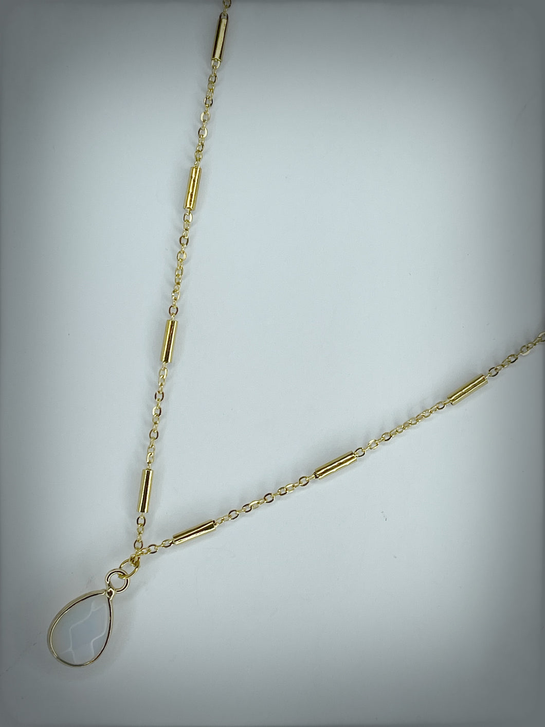 RAW Opalite Teardrop Necklace in Gold - RA012