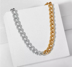 HEAVY METAL Thick Cuban Chain Necklace in Gold/Silver - HM059