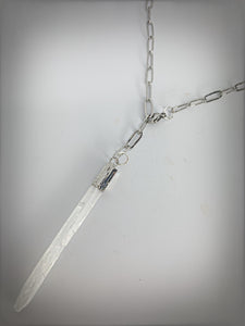 RAW COLLECTION - Selenite Stone on Silver Link Chain (Adjustable)