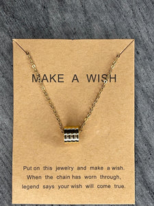 CHARMED COLLECTION - Triple Line Make a Wish Necklace in Gold