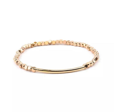 ENLIGHT COLLECTION - Gold Bar with Gold Square Bead Bracelet - EC034