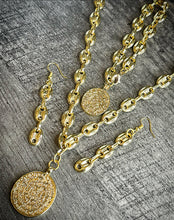 SACRED COIN COLLECTION- Large Link Oval Chain Necklace w/ Sacred Coin in Gold - SC007