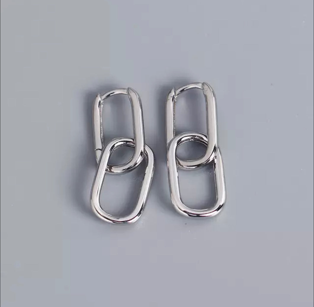 HEAVY METAL COLLECTION - Double Oval Earrings in Silver - HM079