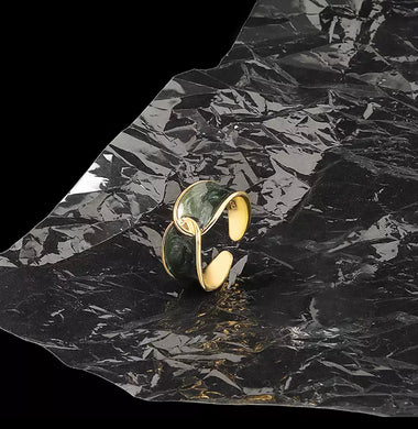 HEAVY METAL COLLECTION - Black Enamel Ring in Gold - HM084G