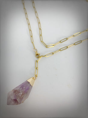 RAW COLLECTION - Amethyst Stone on Gold Link Chain (Adjustable)