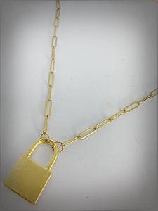 HEAVY METAL Collection - Gold Lock on Gold Link Necklace