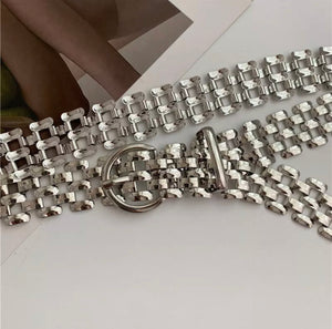 Silver Thick Chain Mid-Waist Belt - HM093S