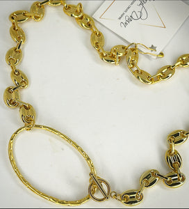 HEAVY METAL COLLECTION - Large Link Oval Necklace in Gold - HM062