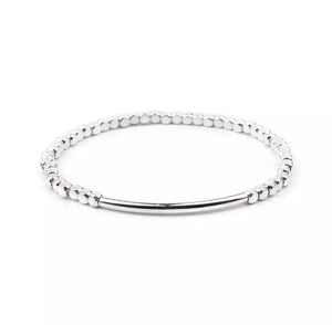 ENLIGHT COLLECTION - Silver Bar with Silver Square Bead Bracelet - EC027