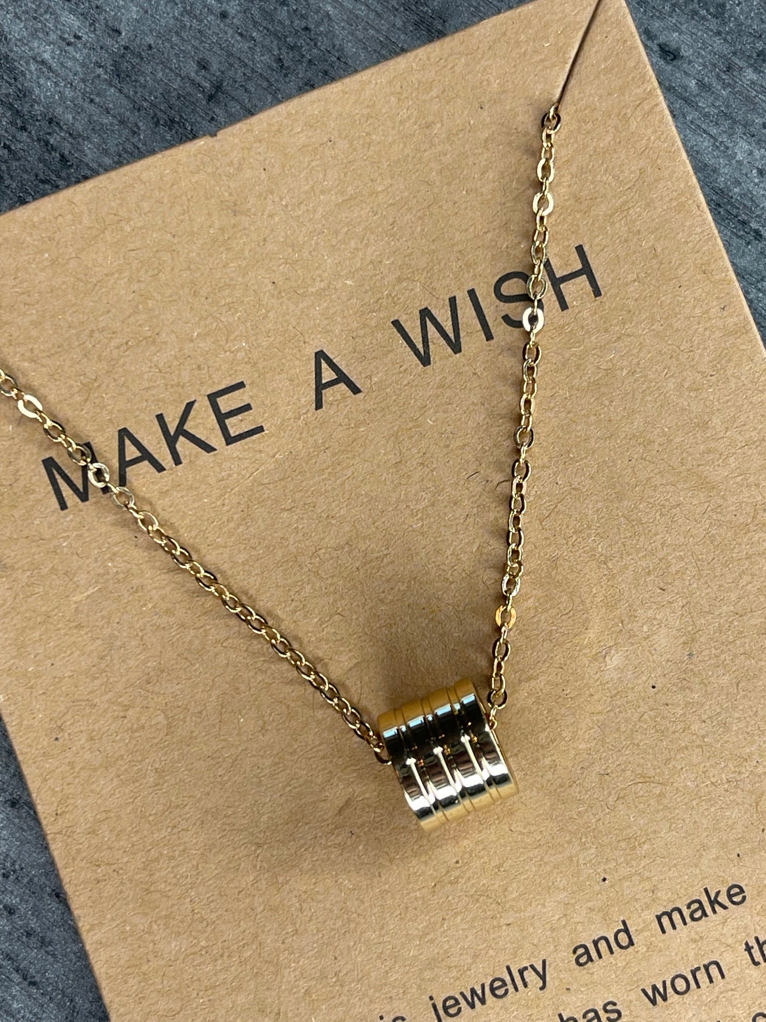 CHARMED COLLECTION - Triple Line Make a Wish Necklace in Gold