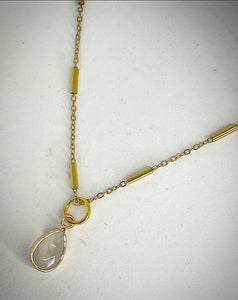 RAW Agate Teardrop Necklace in Gold - RA012