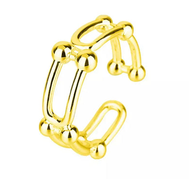 HEAVY METAL COLLECTION - Oval Chain Link Ring in Gold - HM083G