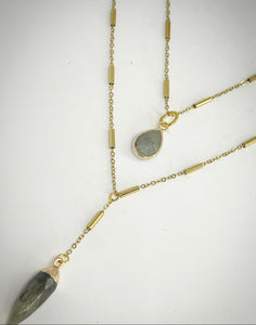 RAW Laborodite Drop Necklace in Gold - RA017