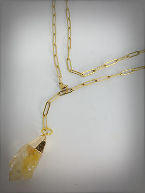 RAW COLLECTION - Citrine Stone on Gold Link Chain (Adjustable)