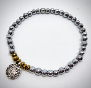 925 silver hematite semi precious natural stone bracelet
