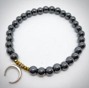 HEAVY METAL COLLECTION - Moon and Silver Hematite Bracelet