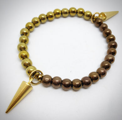 bronze gold hematite 24k coated gold spike bracelet 